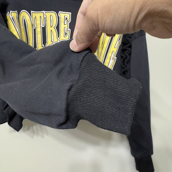 SIGNATURE 8 Womens S/M University of Notre Dame Cropped Sweatshirt Ruffle Sleeve - Picture 10 of 15